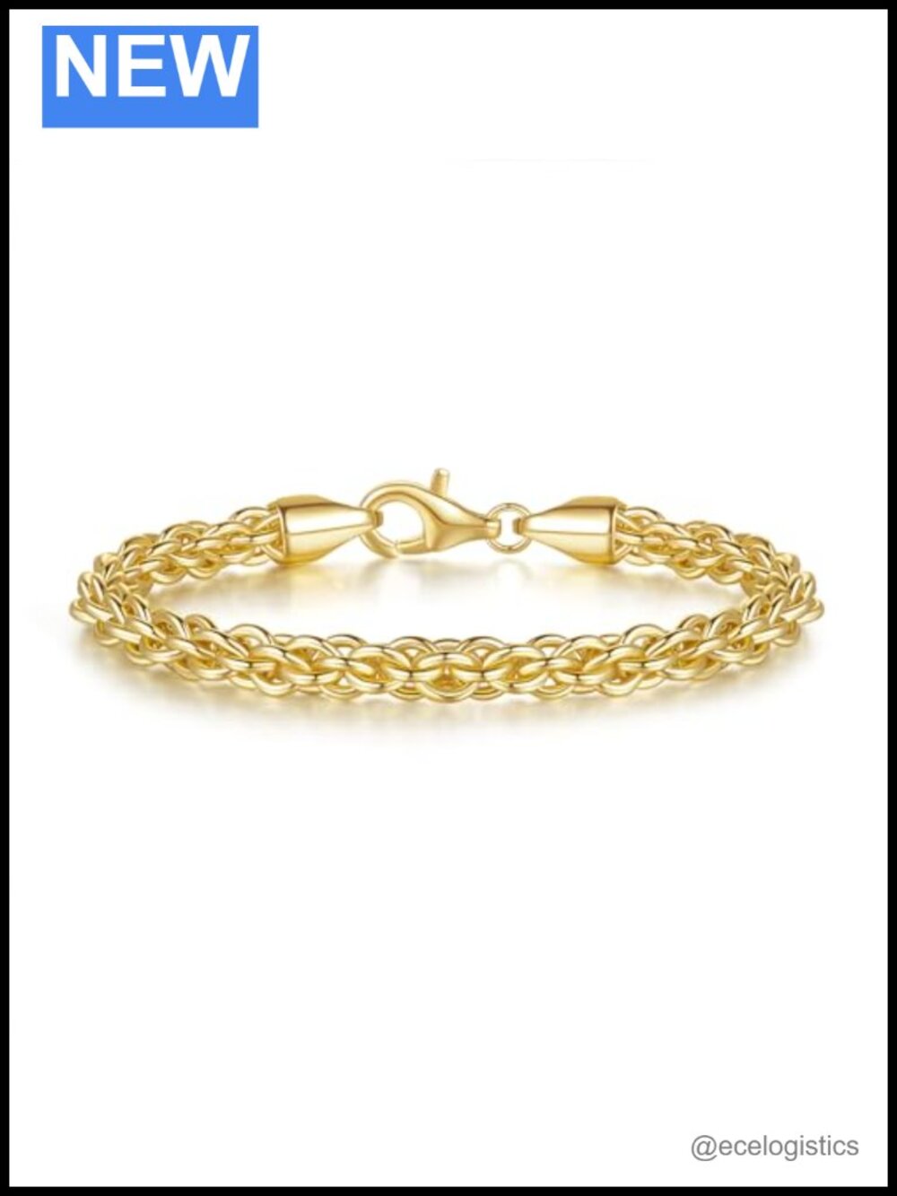 14K Gold Plated Rope Chain Bracelet for Women Men Non-Tarnish Lobster Clasp